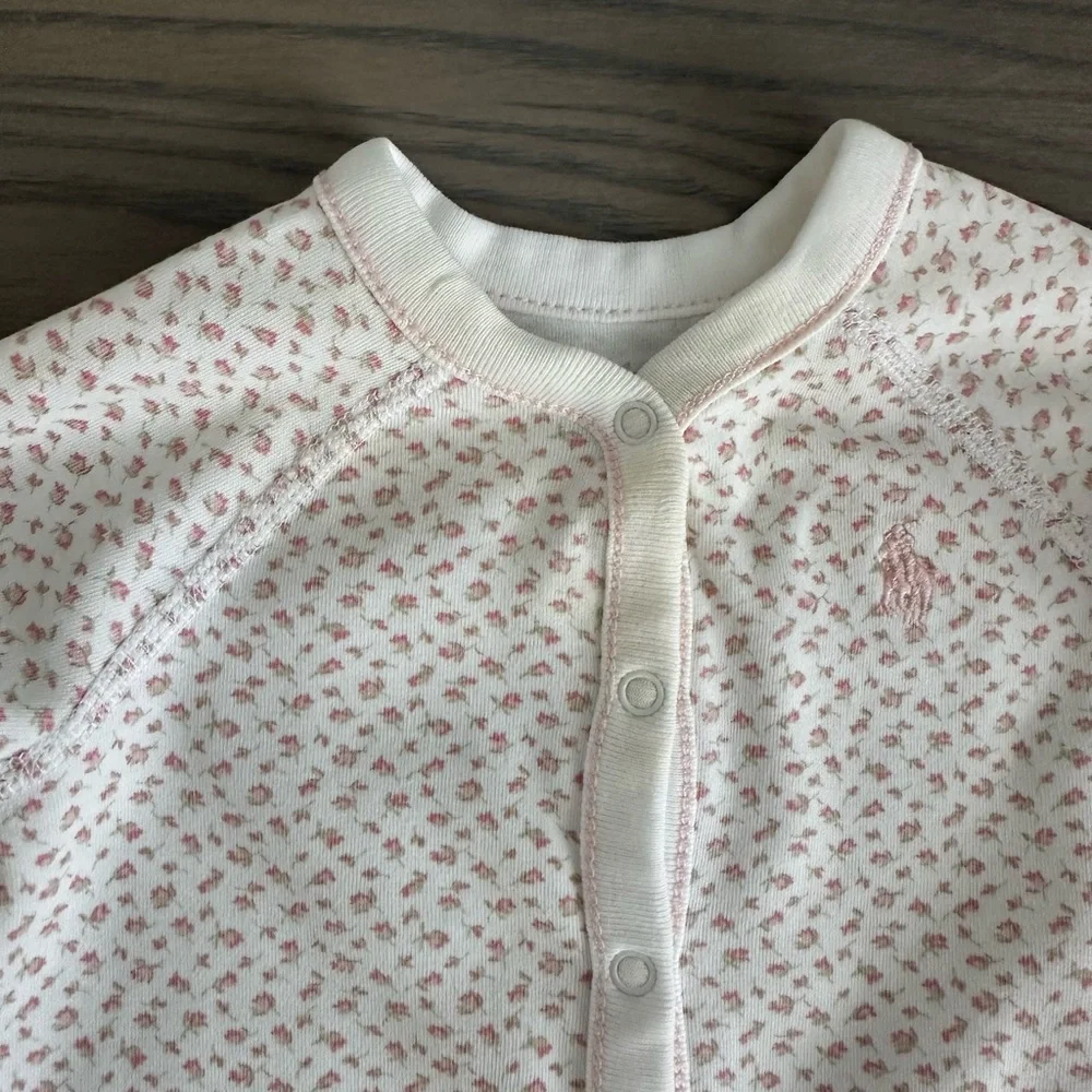RALPH LAUREN BABY GIRL FLORAL COTTON COVERALL